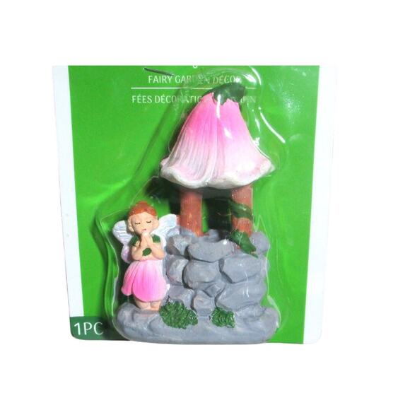 Fairy Garden Wishing Well Pink Mushroom Miniature 4 Inches Craft Projects - Picture 2 of 2